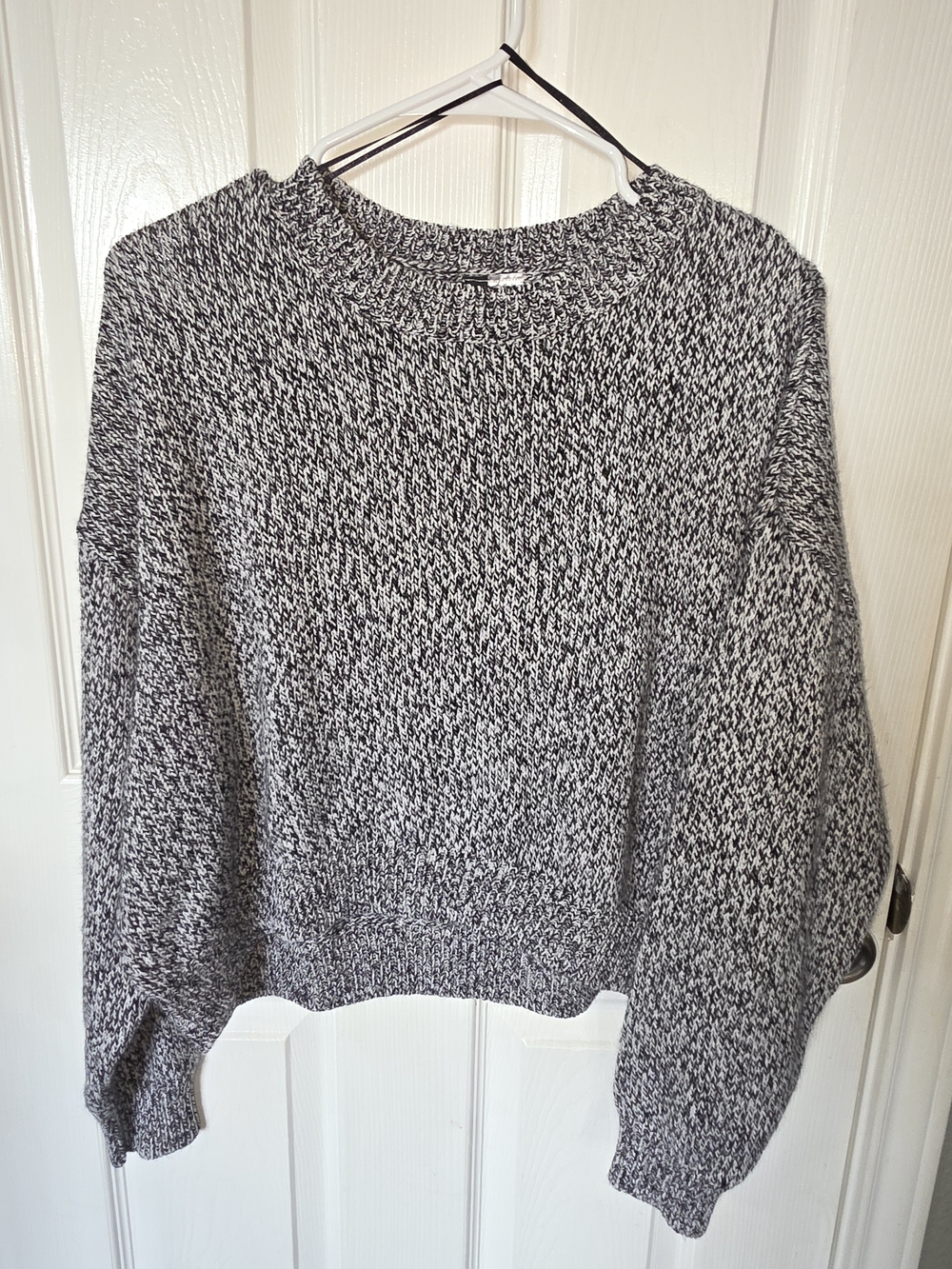 H&M Black & White Marled Crew Sweater